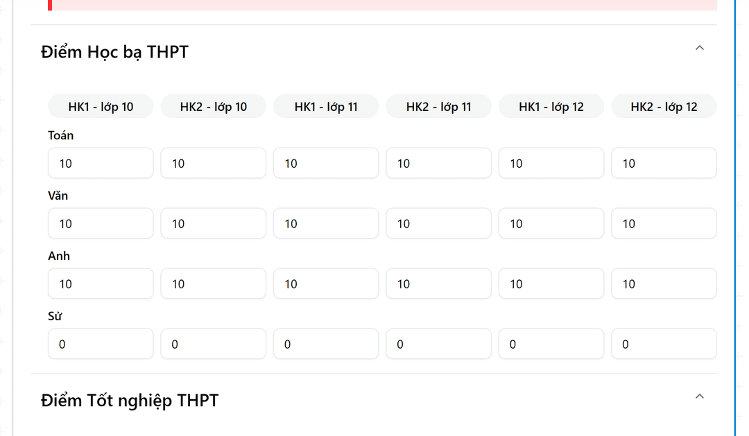 Tính điểm xét tuyển